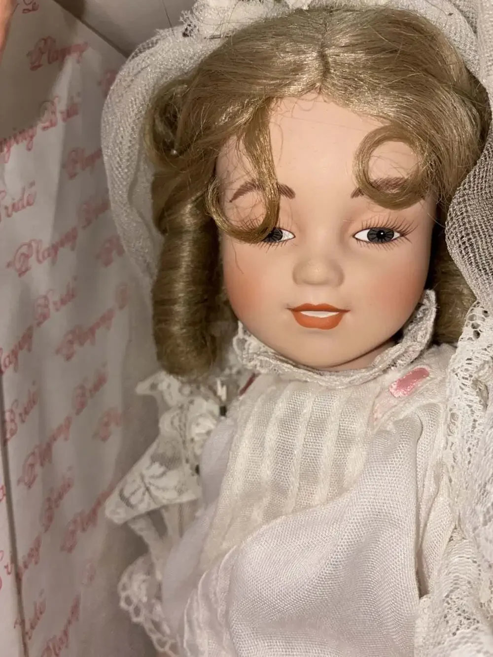 Playing Bride Porcelain Doll by Maud Humphrey Bogart (1988 Hamilton Collection)